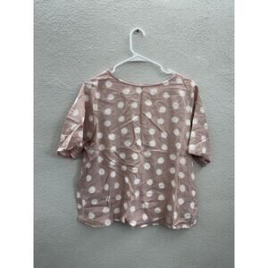 Coco & Carmen Womens Blouse Size Small Pink White Polka Dot Short Sleeve